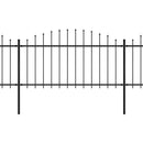 vidaXL fekete acél kerti kerítés lándzsás tetejű 1426 x 150 cm