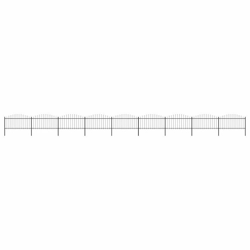 vidaXL fekete acél kerti kerítés lándzsás tetejű 1603,5 x 150 cm