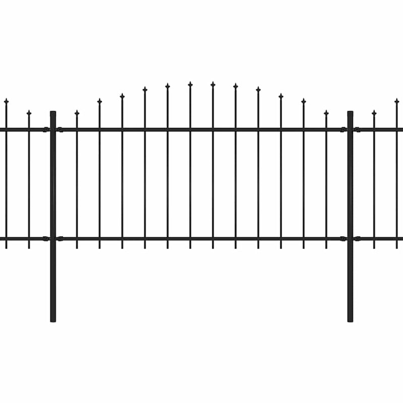 vidaXL fekete acél kerti kerítés lándzsás tetejű 1603,5 x 150 cm