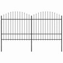 vidaXL fekete acélkerítés lándzsás tetejű szegéllyel 359 x 175 cm