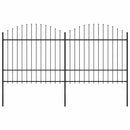 vidaXL fekete acélkerítés lándzsás tetejű szegéllyel 337 x 175 cm
