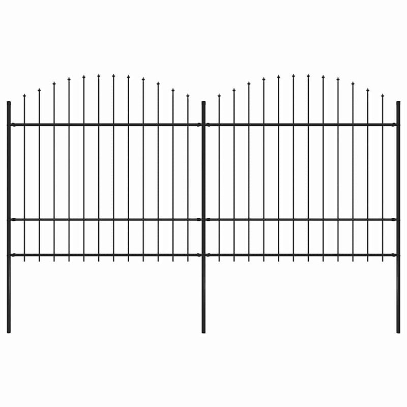 vidaXL fekete acélkerítés lándzsás tetejű szegéllyel 359 x 175 cm