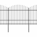 vidaXL fekete acélkerítés lándzsás tetejű szegéllyel 359 x 175 cm