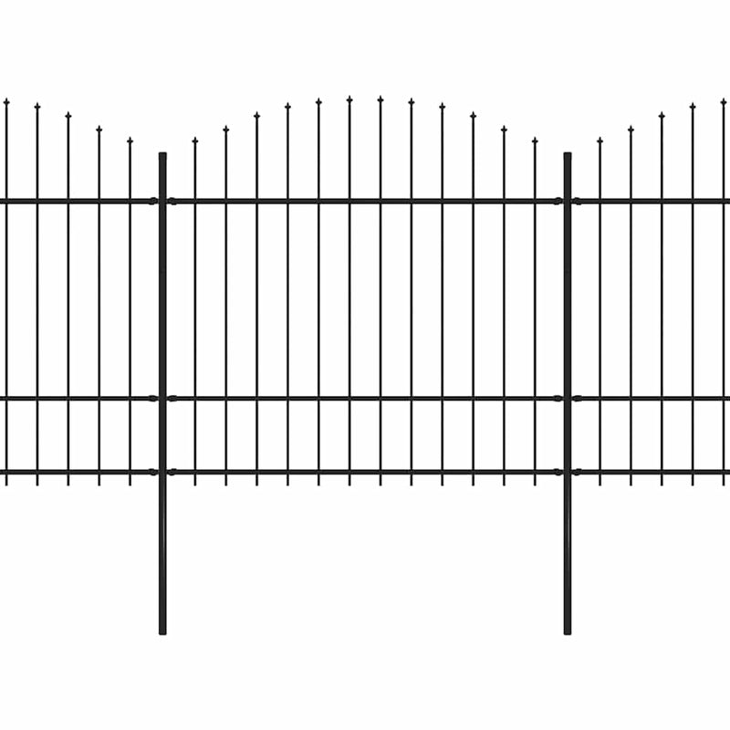 vidaXL fekete acélkerítés lándzsás tetejű szegéllyel 359 x 175 cm