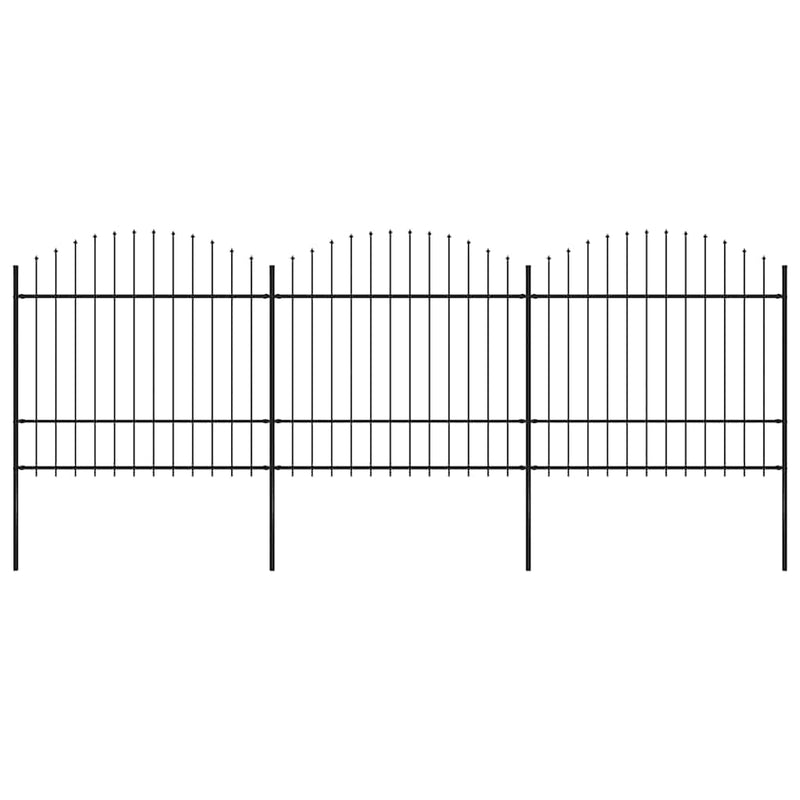 vidaXL fekete acélkerítés lándzsás tetejű 537 x 175 cm