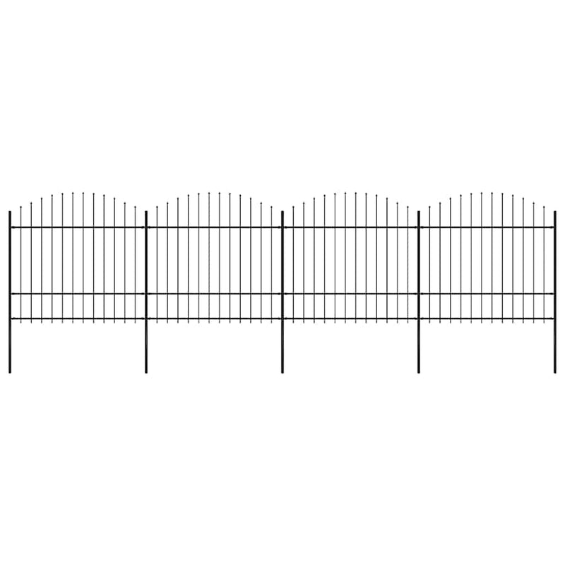 vidaXL fekete acélkerítés lándzsás tetejű 714,5 x 175 cm