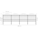 vidaXL fekete acélkerítés lándzsás tetejű 714,5 x 175 cm