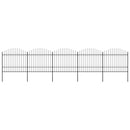 vidaXL fekete acélkerítés lándzsás tetejű szegéllyel 892,5 x 175 cm