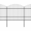 vidaXL fekete acélkerítés lándzsás tetejű szegéllyel 1070 x 175 cm