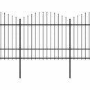 vidaXL fekete acélkerítés lándzsás tetejű szegéllyel 1005 x 175 cm