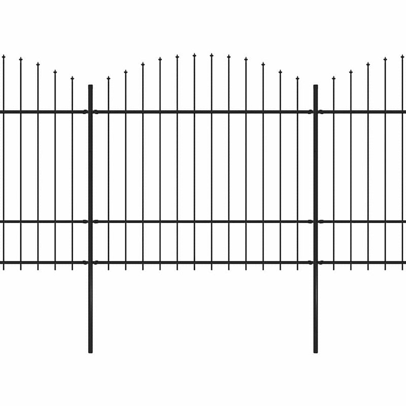 vidaXL fekete acélkerítés lándzsás tetejű szegéllyel 1070 x 175 cm