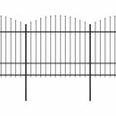 vidaXL fekete acélkerítés lándzsás tetejű szegéllyel 1248 x 175 cm