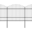 vidaXL fekete acélkerítés lándzsás tetejű szegéllyel 1426 x 175 cm