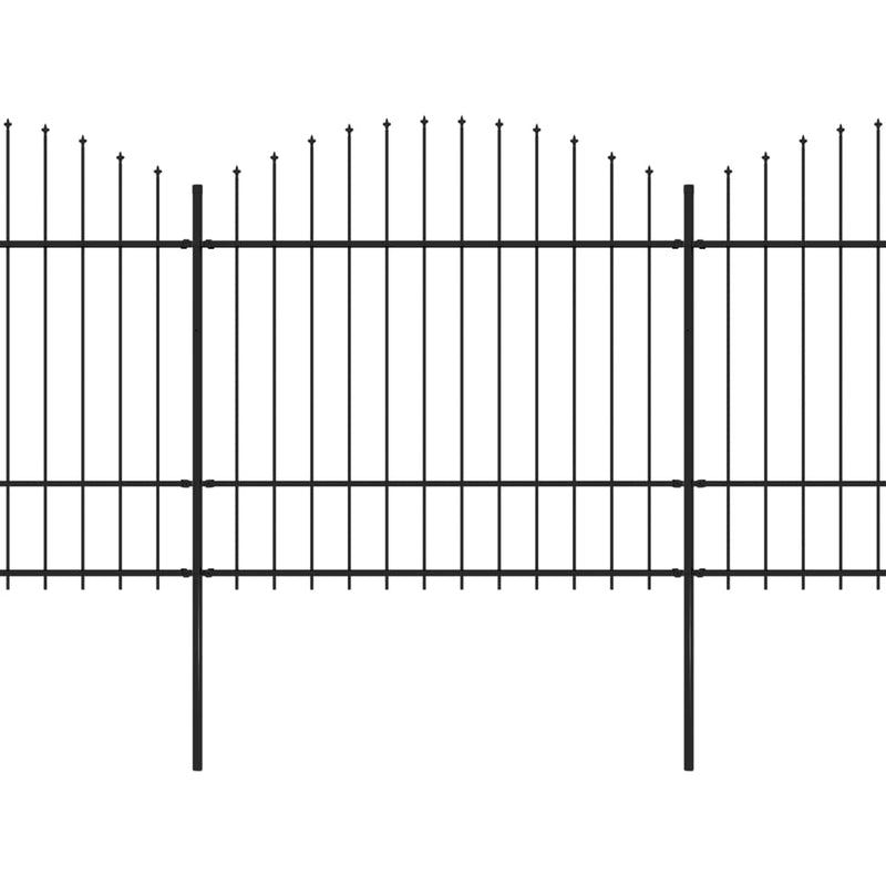 vidaXL fekete acélkerítés lándzsás tetejű szegéllyel 1426 x 175 cm