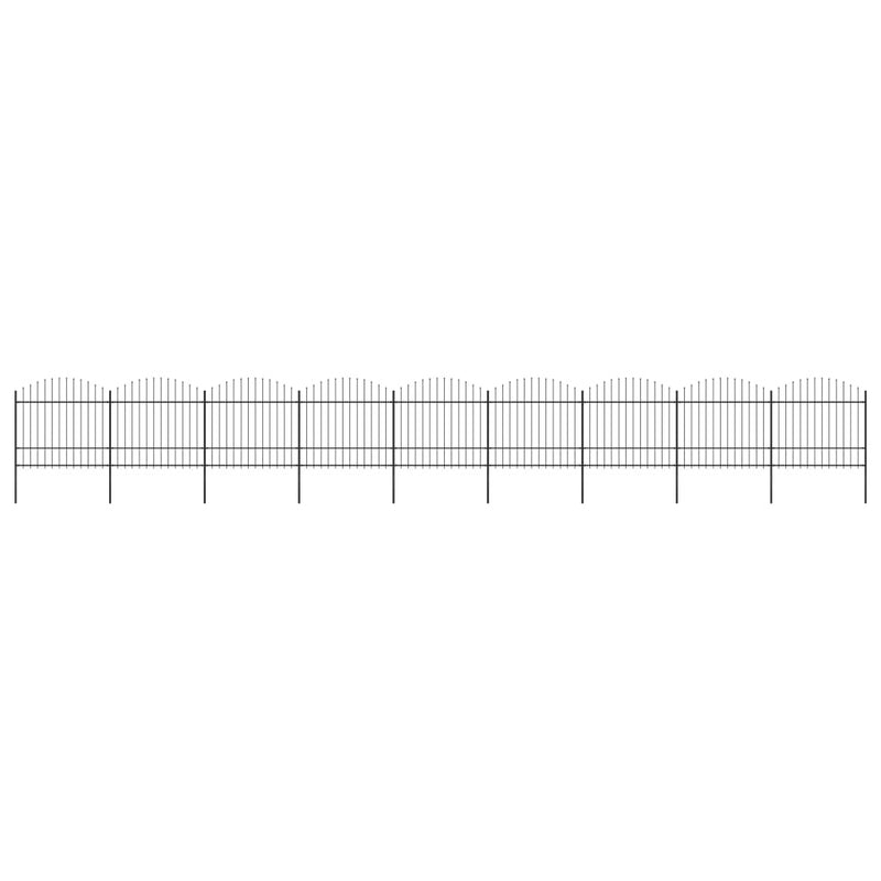 vidaXL fekete lándzsahegy tetejű acélkerítés (1,5-1,75) x 15,3 m