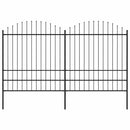 vidaXL fekete acélkerítés lándzsás tetejű szegéllyel 359 x 200 cm