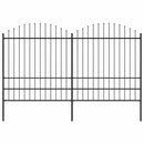 vidaXL fekete acélkerítés lándzsás tetejű szegéllyel 337 x 200 cm