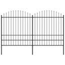 vidaXL fekete acélkerítés lándzsás tetejű szegéllyel 359 x 200 cm