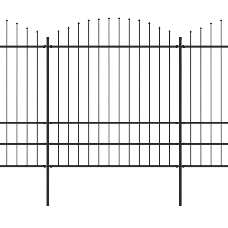 vidaXL fekete acélkerítés lándzsás tetejű szegéllyel 359 x 200 cm