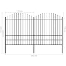 vidaXL fekete acélkerítés lándzsás tetejű szegéllyel 359 x 200 cm