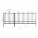 vidaXL fekete acélkerítés lándzsás tetejű 537 x 200 cm