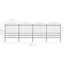 vidaXL fekete acélkerítés lándzsás tetejű 714,5 x 200 cm