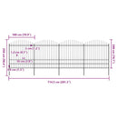 vidaXL fekete acélkerítés lándzsás tetejű 714,5 x 200 cm