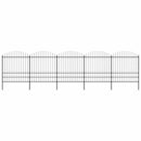 vidaXL fekete acélkerítés lándzsás tetejű szegéllyel 892,5 x 200 cm