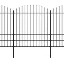 vidaXL fekete acélkerítés lándzsás tetejű szegéllyel 892,5 x 200 cm