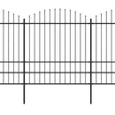 vidaXL fekete acélkerítés lándzsás tetejű szegéllyel 1070 x 200 cm