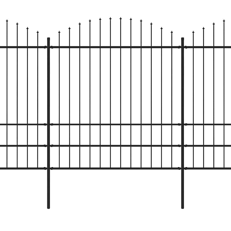 vidaXL fekete acélkerítés lándzsás tetejű szegéllyel 1070 x 200 cm