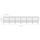 vidaXL fekete acélkerítés lándzsás tetejű szegéllyel 1070 x 200 cm