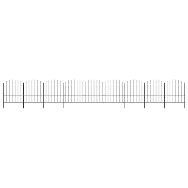 vidaXL fekete acél kerti kerítés lándzsás tetejű 1603,5 x 200 cm
