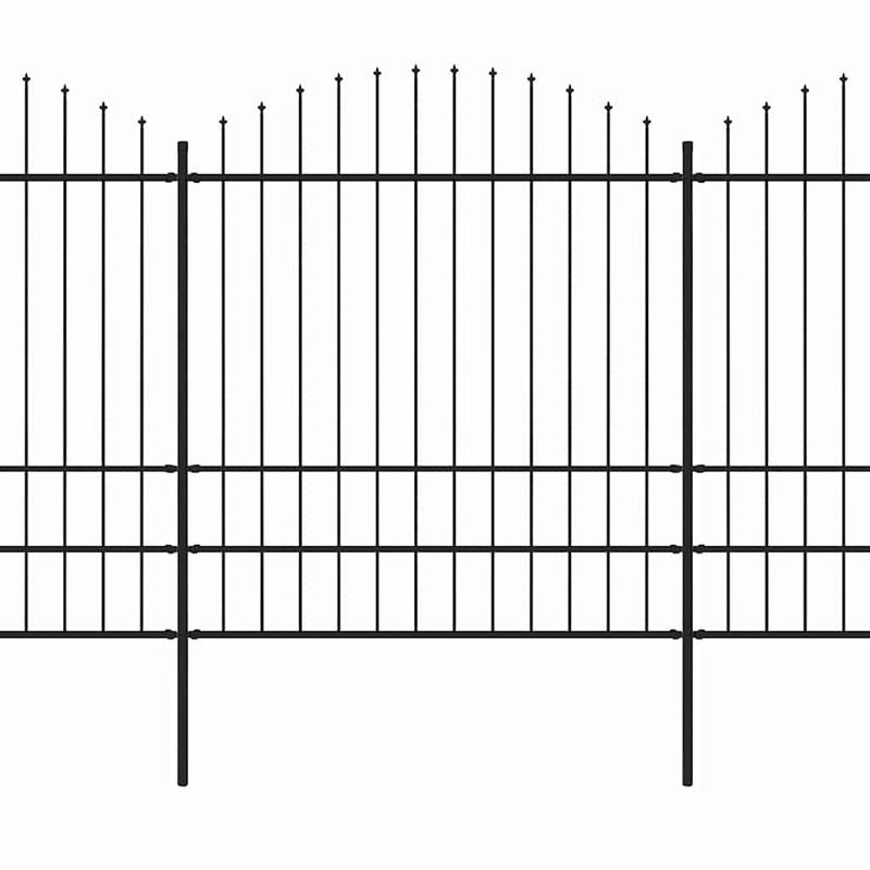 vidaXL fekete acél kerti kerítés lándzsás tetejű 1603,5 x 200 cm