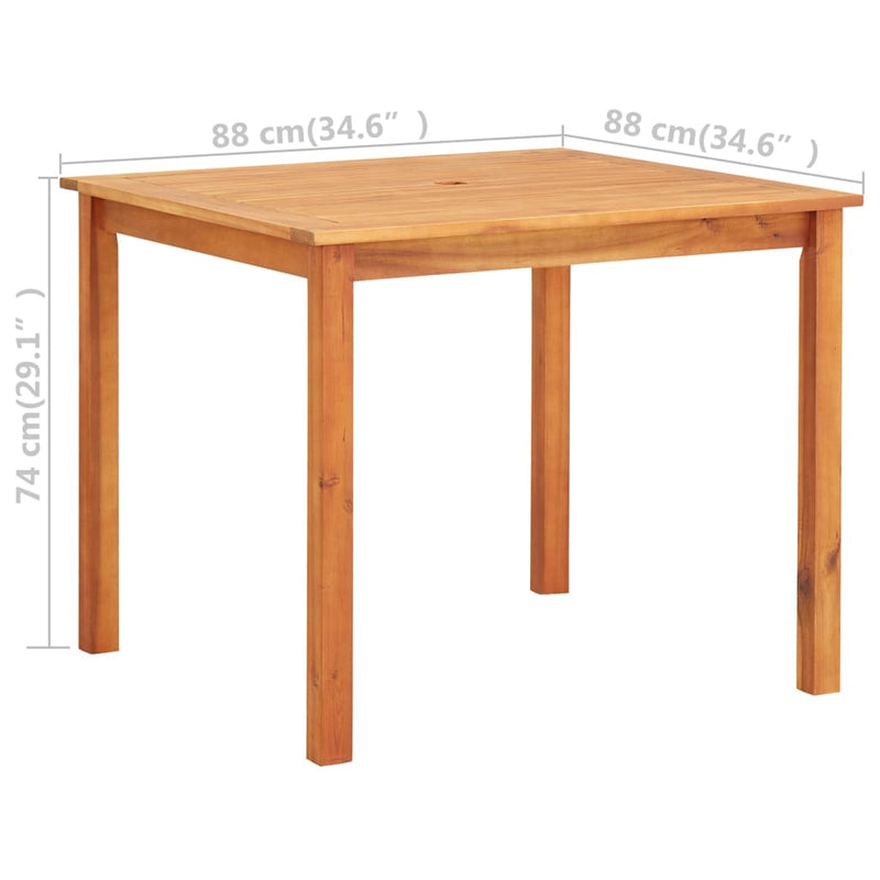vidaXL tömör akácfa kerti asztal 88 x 88 x 74 cm