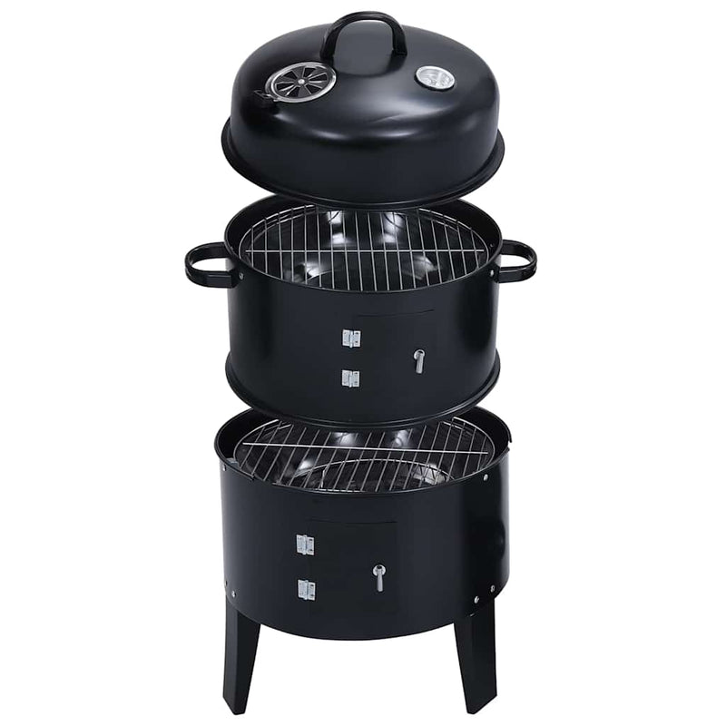 vidaXL 3 az 1-ben faszenes füstölő grillsütő 40 x 80 cm