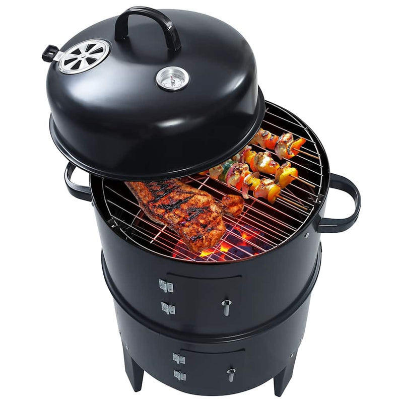 vidaXL 3 az 1-ben faszenes füstölő grillsütő 40 x 80 cm
