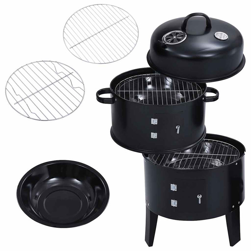 vidaXL 3 az 1-ben faszenes füstölő grillsütő 40 x 80 cm