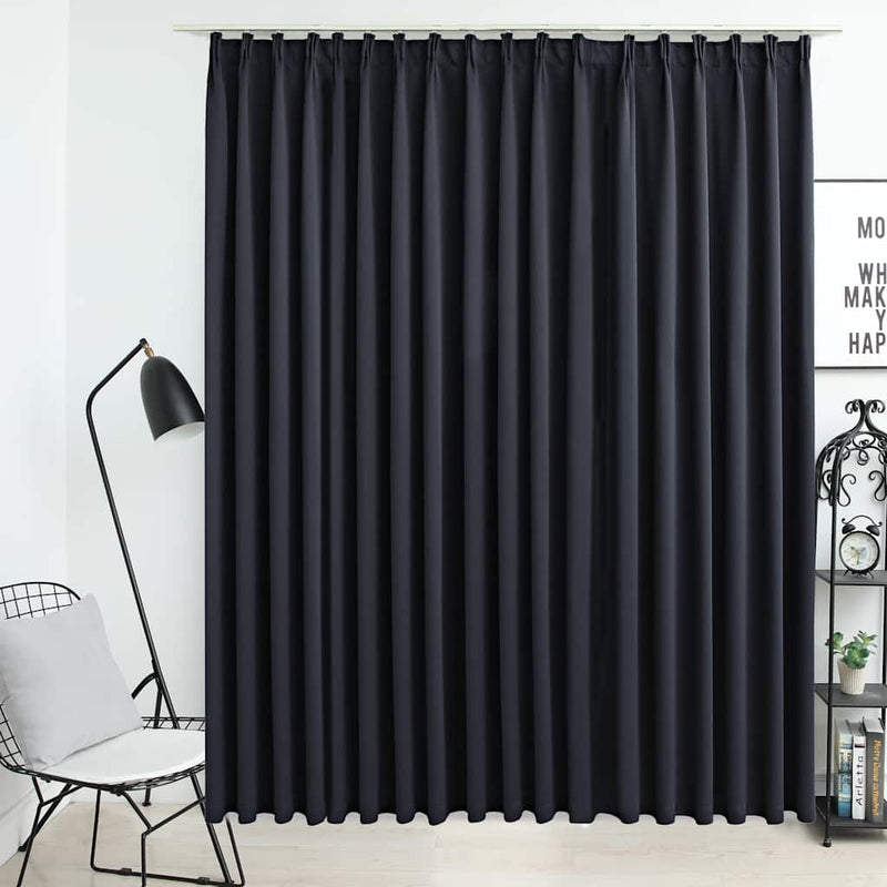 vidaXL fekete sötétítőfüggöny kampókkal 290x245cm