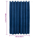 vidaXL sötétkék bársony sötétítőfüggöny fémkarikákkal 290 x 245 cm