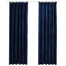 vidaXL 2 db sötétkék bársony sötétítőfüggöny kampókkal 140 x 225 cm