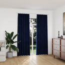 vidaXL 2 db sötétkék bársony sötétítőfüggöny kampókkal 140 x 225 cm