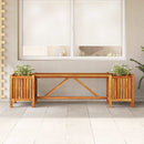 vidaXL tömör akácfa kerti pad 2 virágtartóval 150 x 30 x 40 cm