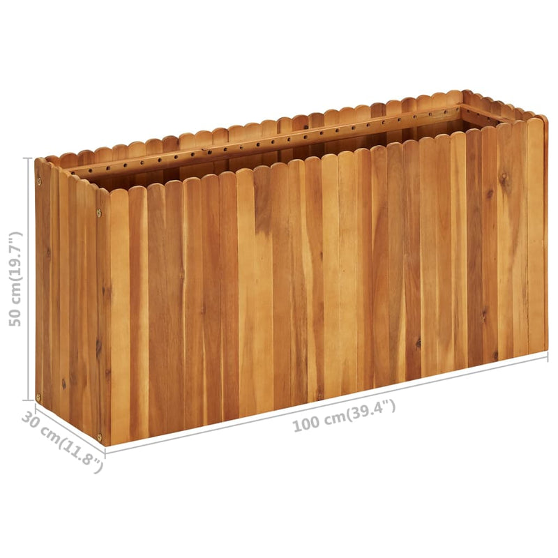 vidaXL tömör akácfa kerti magaságyás 100 x 30 x 50 cm