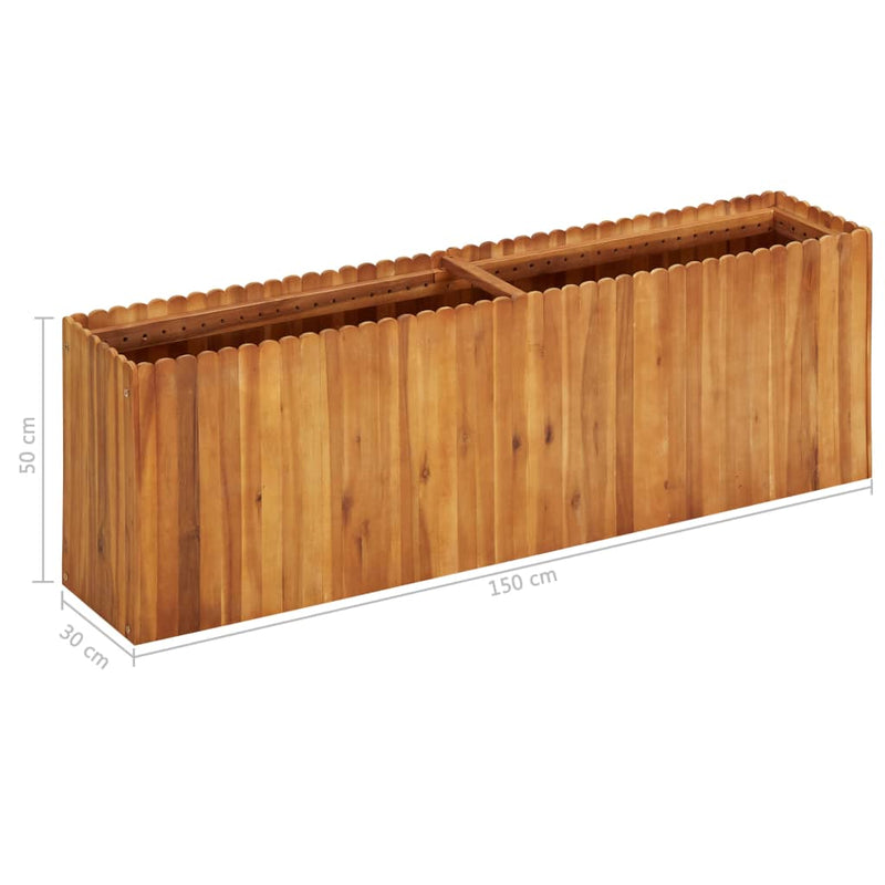 vidaXL tömör akácfa kerti magaságyás 150 x 30 x 50 cm