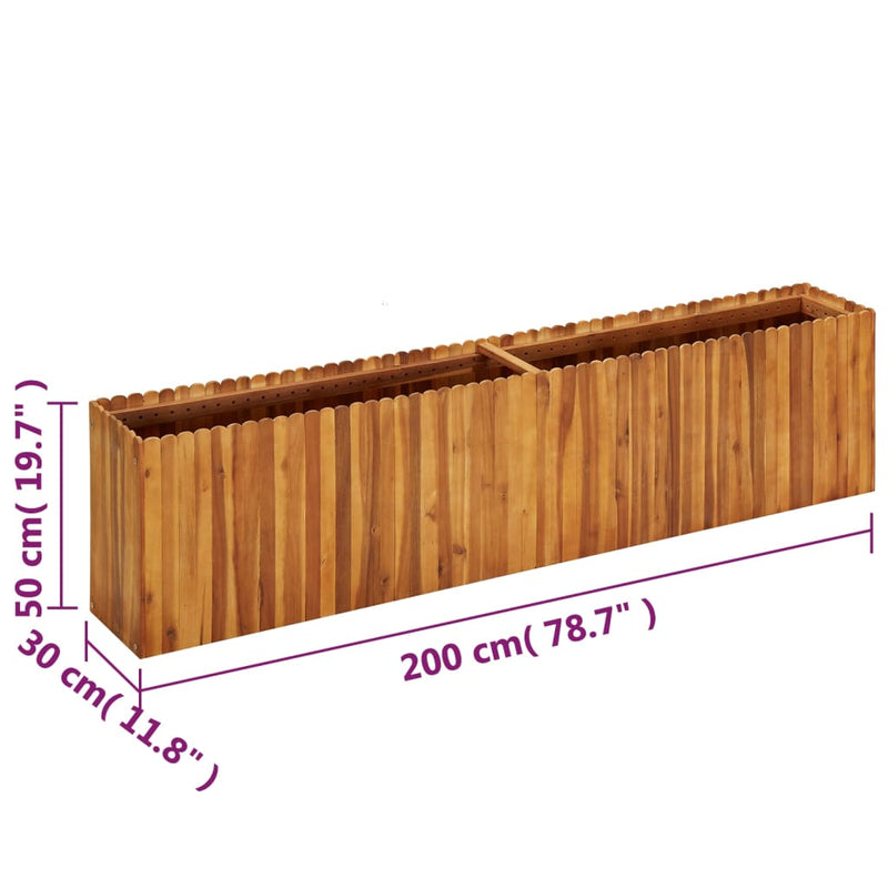 vidaXL tömör akácfa kerti magaságyás 200 x 30 x 50 cm