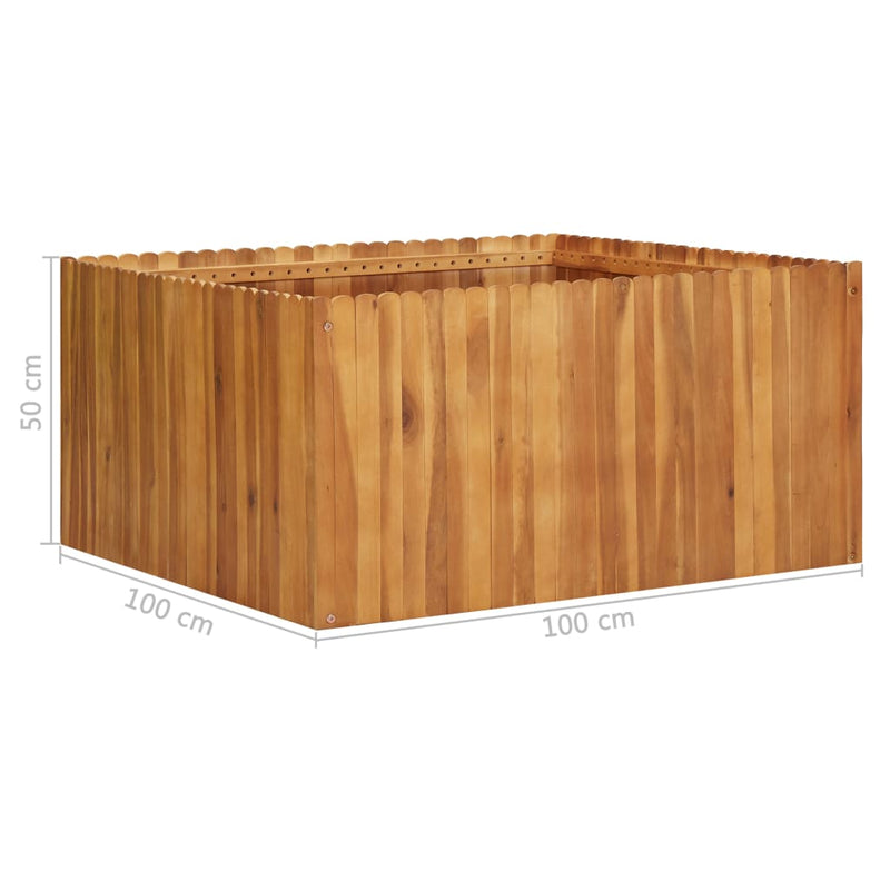vidaXL tömör akácfa kerti magaságyás 100 x 100 x 50 cm