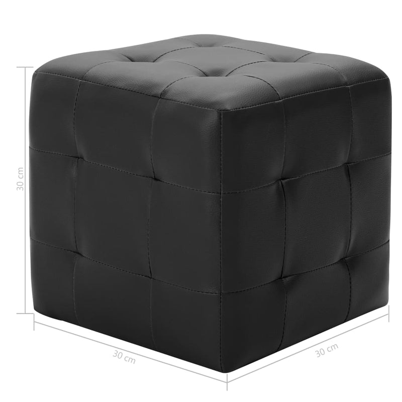 vidaXL 2 db fekete műbőr puff 30 x 30 x 30 cm