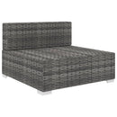 vidaXL 1 db szürke polyrattan moduláris középső kanapé párnákkal