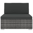 vidaXL 1 db szürke polyrattan moduláris középső kanapé párnákkal